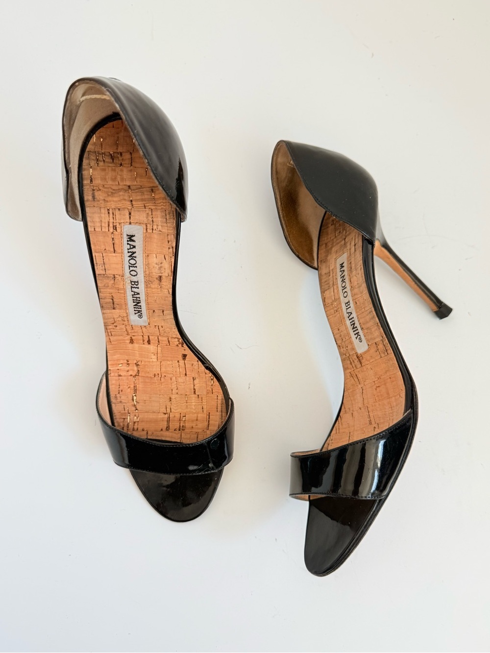 Manolo Blahnik Catalina 105 Black Patent D’Orsay Heels 37.5 Archival